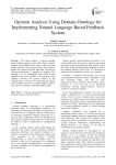 Opinion Analysis Using Domain Ontology for Implementing Natural Language Based Feedback System