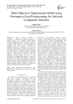 Multi Objective Optimization Model using Preemptive Goal Programming for Software Component Selection