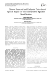Silence Removal and Endpoint Detection of Speech Signal for Text Independent Speaker Identification