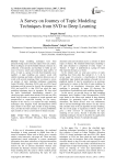 A Survey on Journey of Topic Modeling Techniques from SVD to Deep Learning