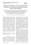 Improving performance of association rule-based collaborative filtering recommendation systems using genetic algorithm