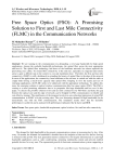 Free Space Optics (FSO): A Promising Solution to First and Last Mile Connectivity (FLMC) in the Communication Networks