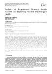 Analysis of Experimental Research Results Focused on Improving Student Psychological Health