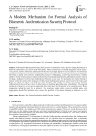 A Modern Mechanism for Formal Analysis of Biometric Authentication Security Protocol